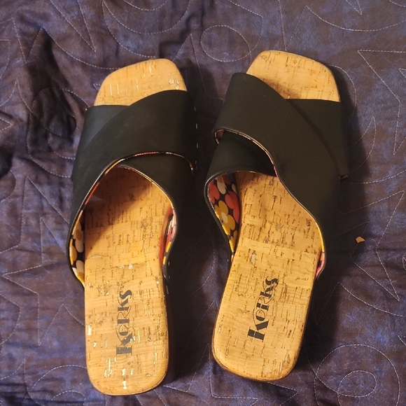 Kork-Ease Shoes - Kork-Ease Black and Tan Slide Sandals